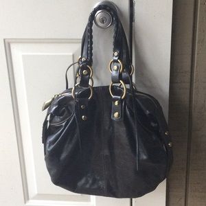 Francesco Biasia Black Leather Hobo Handbag